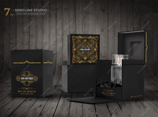 Classic Black and Gold Fragrance Packaging