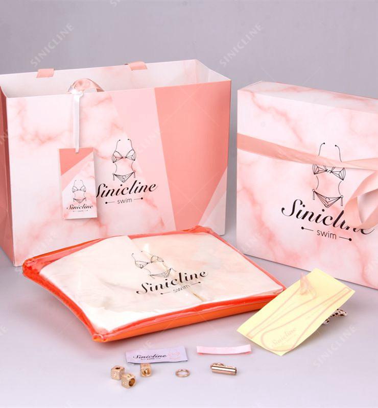 Pink Marble Printed Swimwear Packaging